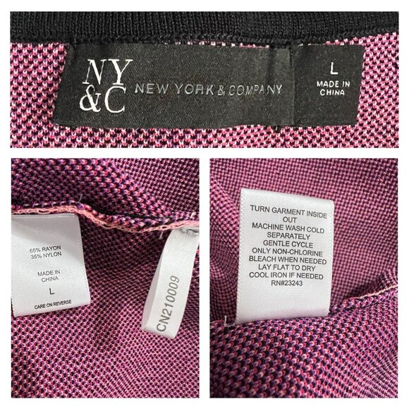 New York & Company Stretch Knit Bodycon Sweater Dress L Colorblock Maxi Retro - Picture 8 of 8